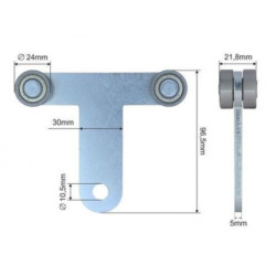 Купити Ролик бокової штори Т-подібний Ø24x21,8x96,5 Цинк Польща (1804324279)