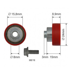 Купить Ролик зсувного даху Ø24x8,9x15 Цинк Польща (1804324282)