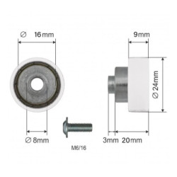 Купити Ролик зсувного даху Ø24x9x20 Цинк Versus Original Польща (1804326043)