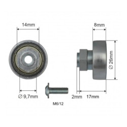 Купити Ролик зсувного даху Ø26x8x17 Цинк Польща (1804324629)