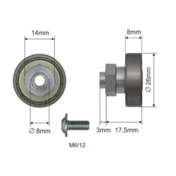 Купити Ролик зсувного даху Ø26x8x17,5 Цинк Польща (1804324309)