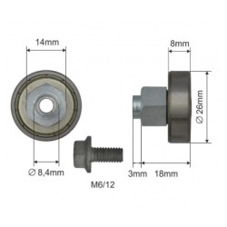 Купити Ролик зсувного даху Ø26x8x18 Kogel Цинк Польща (1804326272)