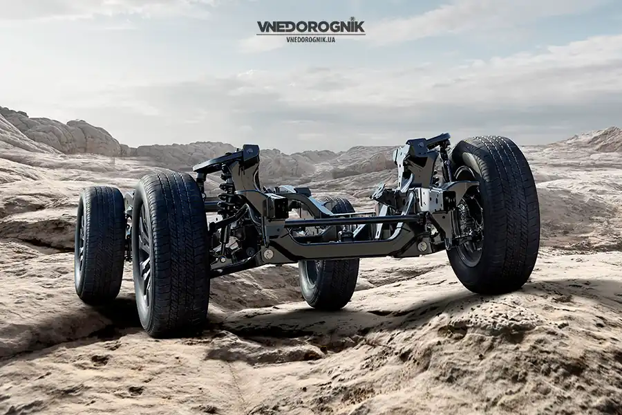 Посилена рама нового Mitsubishi L200/Triton. Лонжеронна рама нового покоління Mitsubishi L200, яка стане основою для майбутнього Mitsubishi Pajero 2026.