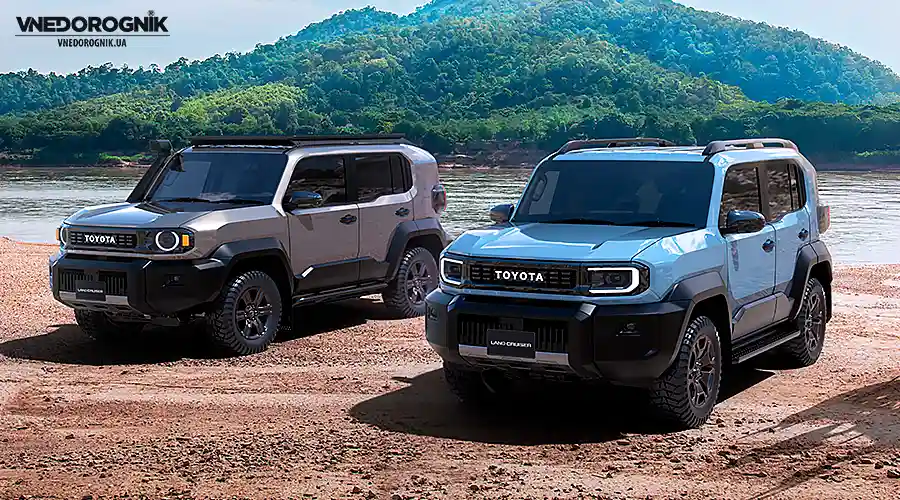 Toyota Land Cruiser FJ 2026 — офіційний тизер Тизерне зображення Land Cruiser FJ 2026 на фоні гір — символ повернення до витоків і духу пригод.